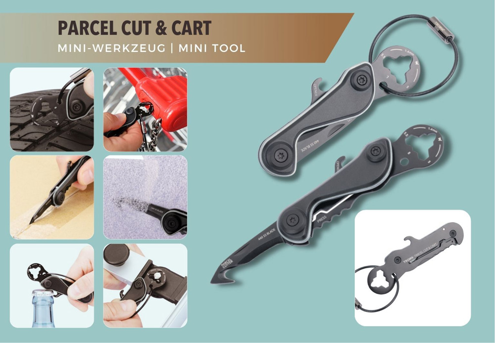TROIKA Mini-Werkzeug PARCEL CUT & CART