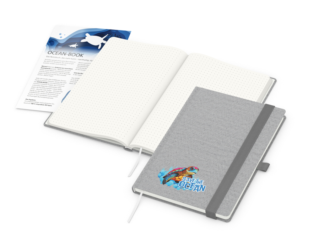 Notizbuch Ocean-Book RECYCLING rPET-Hardcover farbig A5 - grau