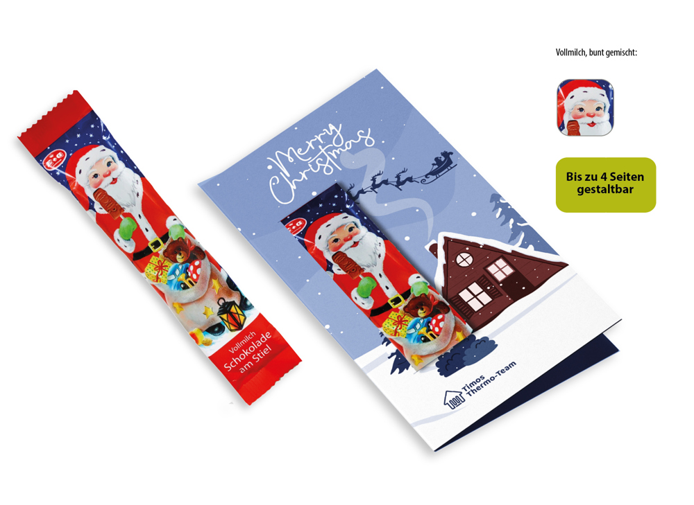 Weihnachtskarte mit Schoko-Lolly