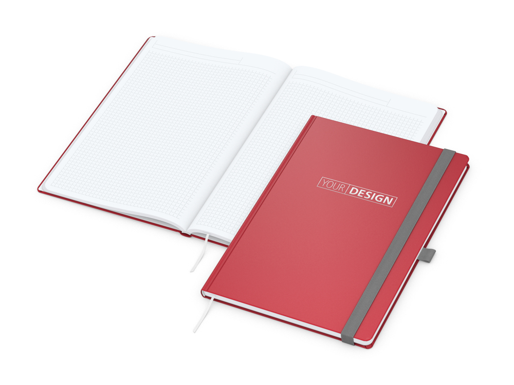Notizbuch Vision-Book White Bestseller, A4, rot inkl. Silberprägung