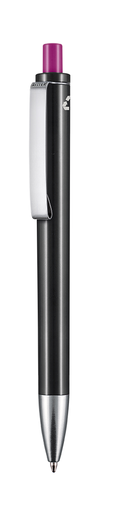 Kugelschreiber EXOS RECYCLED - schwarz recycled/fuchsia