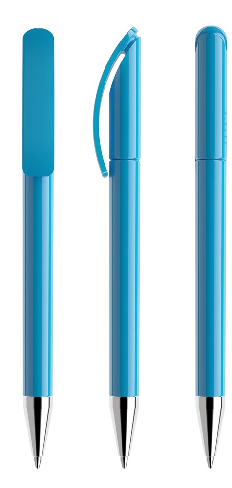 Prodir DS3TPC Polished with Chrome Metal Nose-Cone - Cyanblau poliert