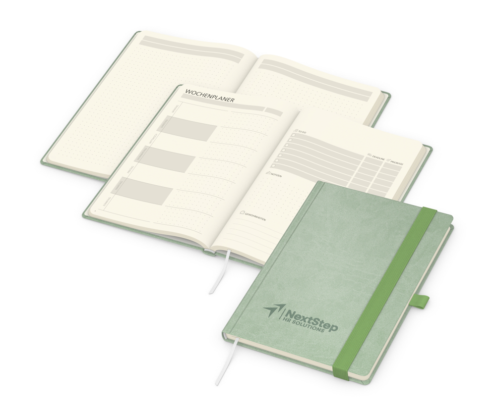 Notizbuch orgaLine Mainbook, Creme, grün