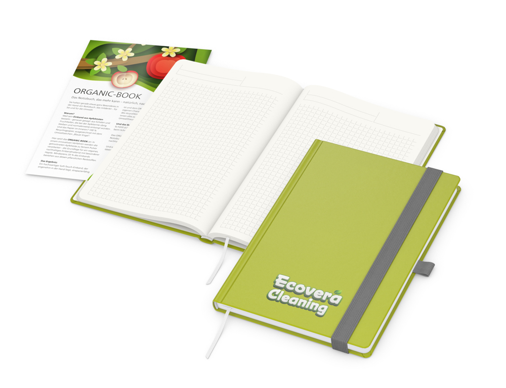 Notizbuch Organic-Book RECYCLING Apfelleder-Hardcover farbig A5 - grün