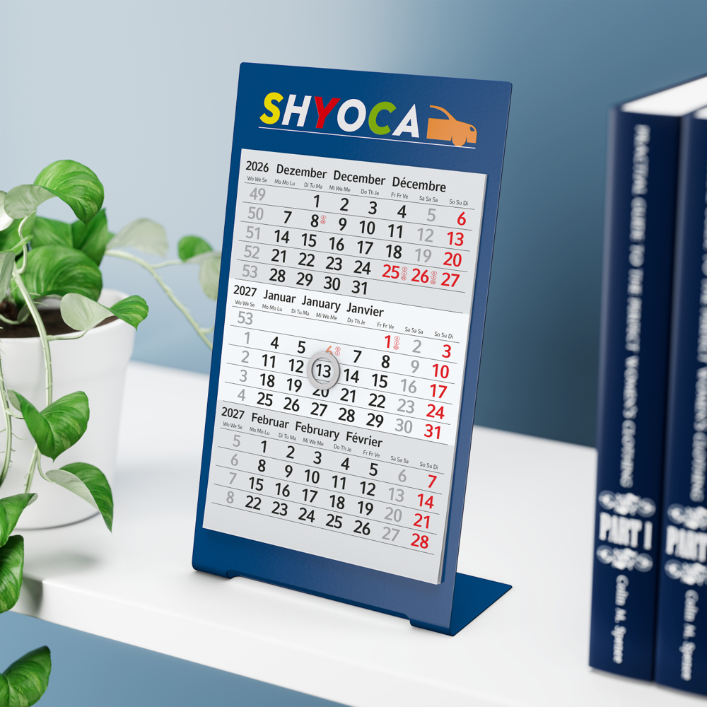 Tischkalender Desktop 3 Color, 1 Jahr, blau