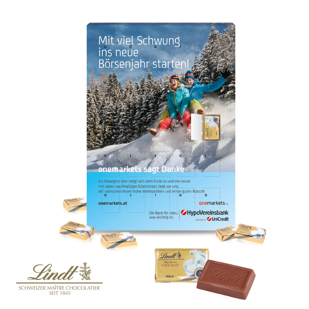 Wand-Adventskalender Lindt Schokotäfelchen