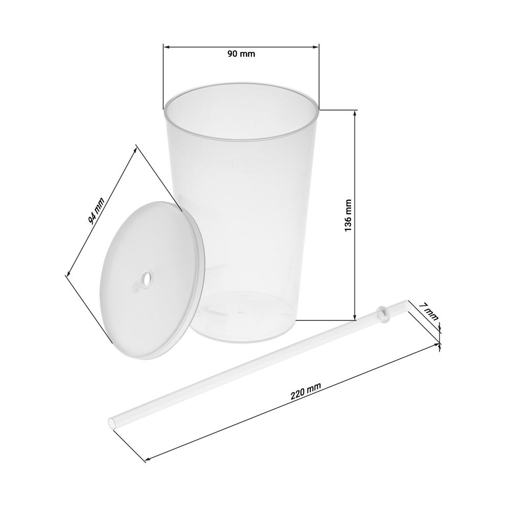 Trinkbecher "Vital", 500 ml mit Deckel und Strohhalm