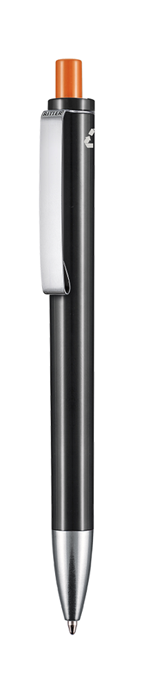Kugelschreiber EXOS RECYCLED - schwarz recycled/orange