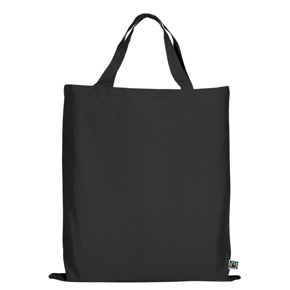 Tasche aus Fairtrade-zertifizierter Baumwolle mit zwei kurzen Henkeln, ca. 140 g/m² - schwarz