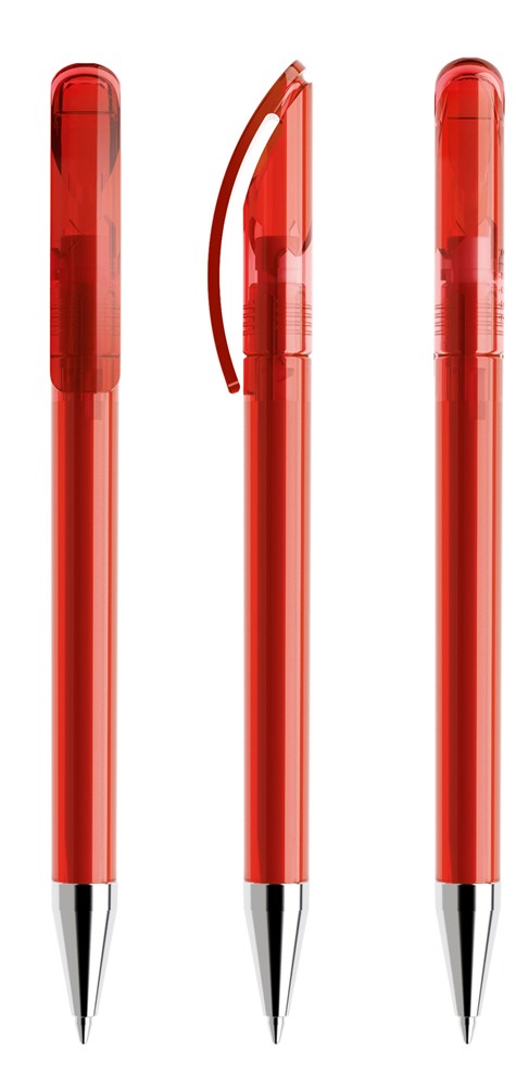 Prodir DS3TTC Transparent with Chrome Metal Nose-Cone - Rot transparent