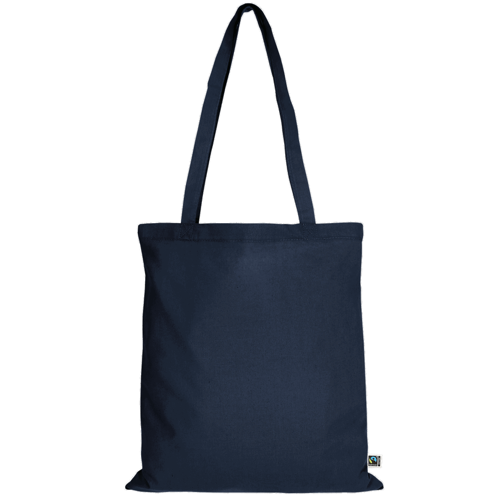 Tasche aus Fairtrade-zertifizierter Baumwolle mit zwei kurzen Henkeln, ca. 140 g/m² - dunkelblau