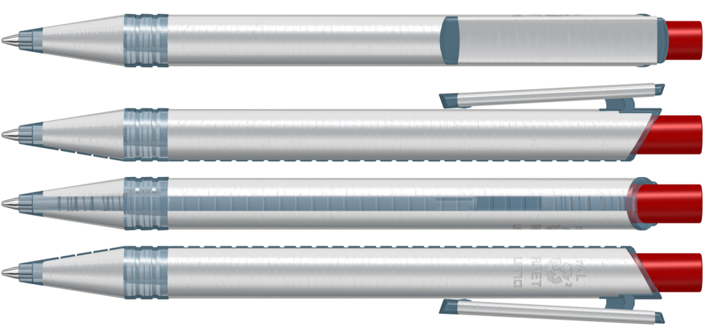 RECYCLED PET PEN ALUMA transparent, rot