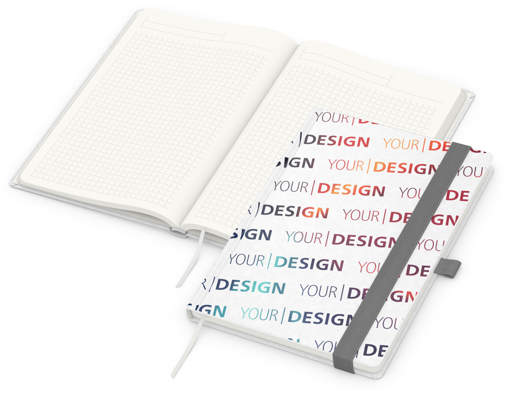 Notizbuch Match-Book RECYCLING, A5, Winkelkaro, Naturpapier, silbergrau