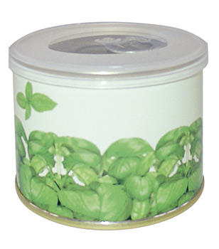 Kräuter-Dose, Ø 73x58 mm, Basilikum, inkl. Digitaldruck 1-4/0 c
