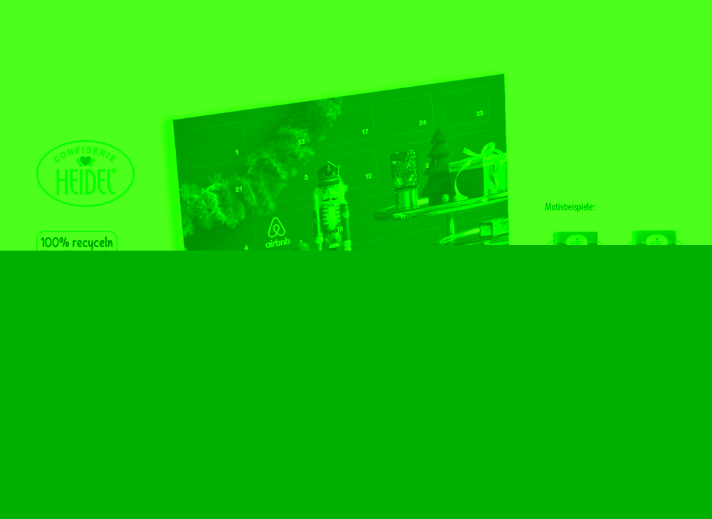 Tisch Adventskalender Heidel Schokotäfelchen individuell bedruckt