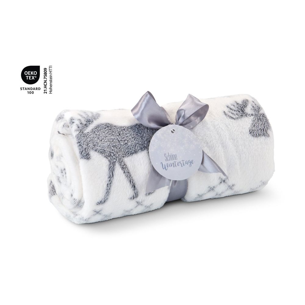 Kuscheldecke Rudolph weiß/grau - 120 x 150 cm, 190 g/m²