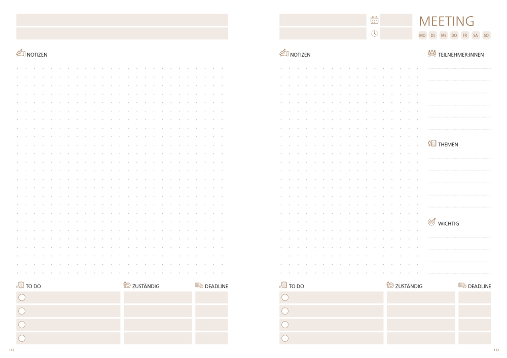 Notizbuch orgaLine Mainbook, White, mokkabraun