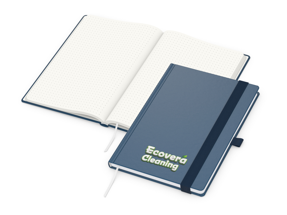 Notizbuch Organic-Book RECYCLING, Punktraster, dunkelblau, Siebdruck-Digital, ohne Infoblatt