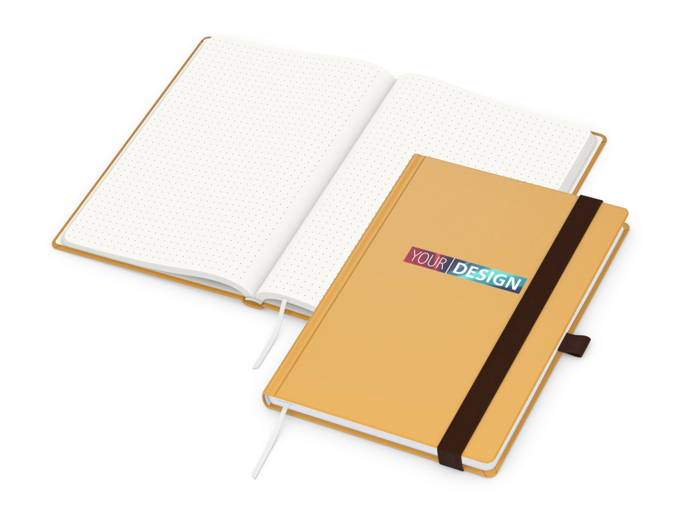 Notizbuch Organic-Book RECYCLING, Punktraster, orange, Siebdruck-Digital, ohne Infoblatt