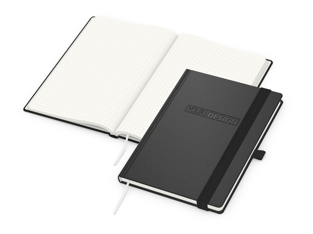 Notizbuch Organic-Book RECYCLING, Punktraster, schwarz, Prägung, ohne Infoblatt