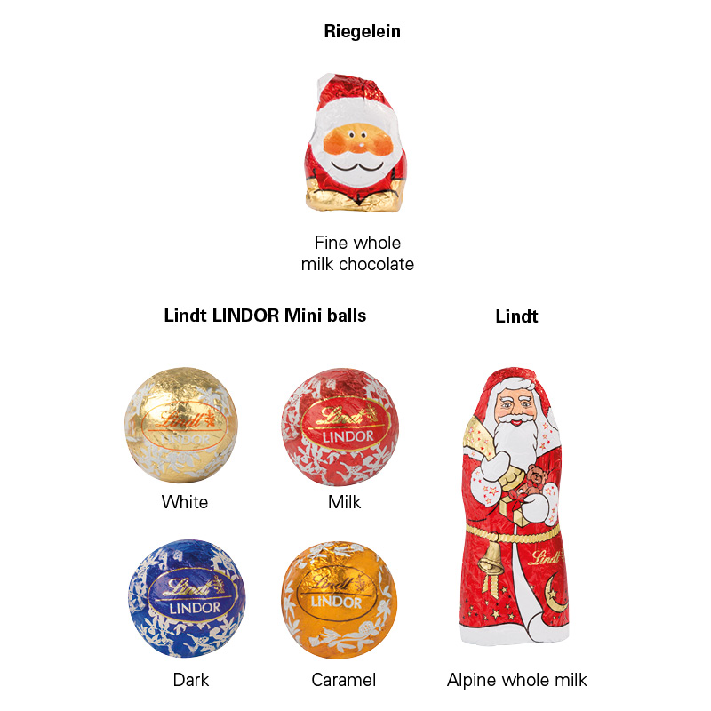 Standbodenbox, Lindt Minikugeln und Weihnachtsmann