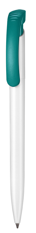 Kugelschreiber CLEAR - weiss/petrol-türkis