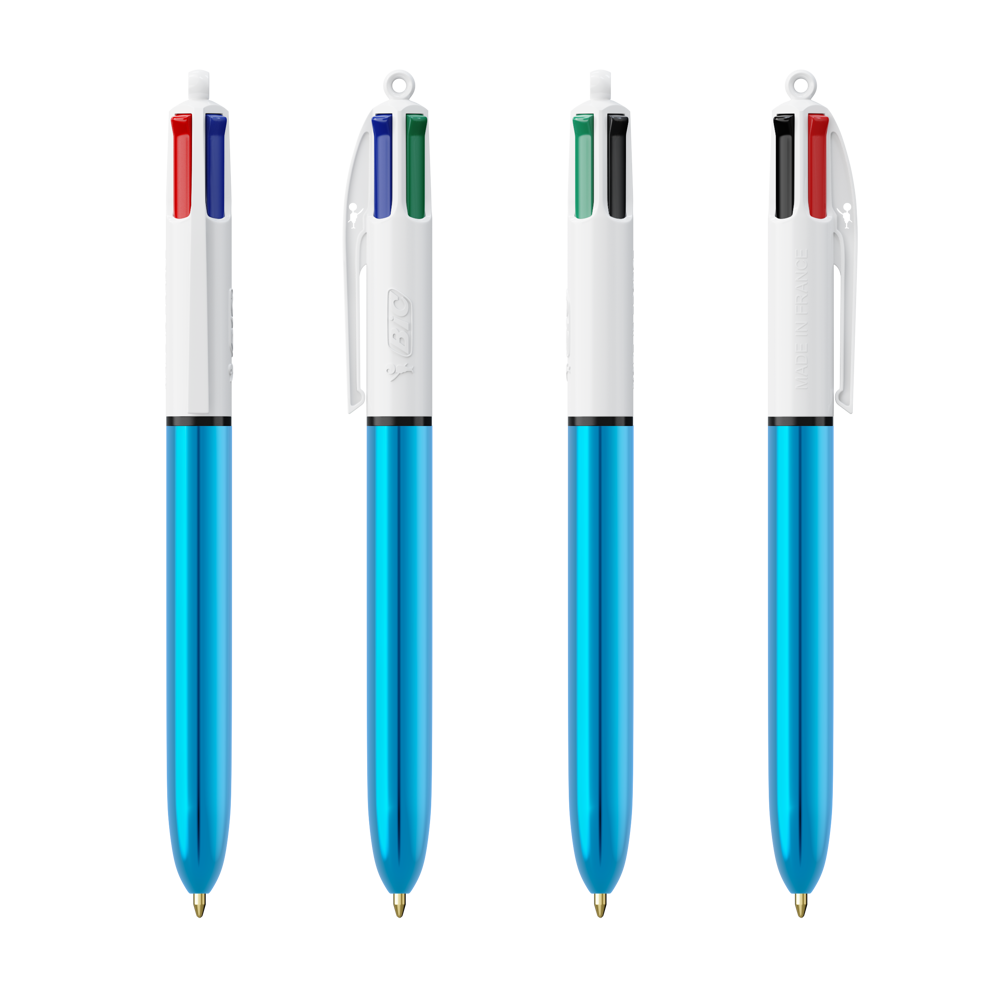 BIC® 4 Colours Shine Kugelschreiber - Weiß/Blaumetallic
