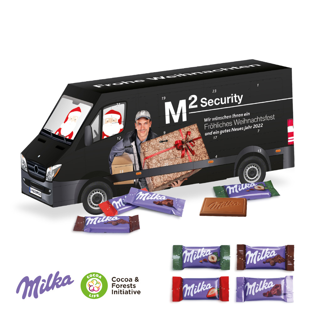 3D Adventskalender "Transporter" mit Milka Schokolade