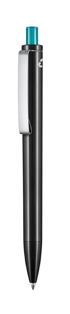 Kugelschreiber EXOS RECYCLED P - schwarz recycled (PCR)/türkis TR/FR