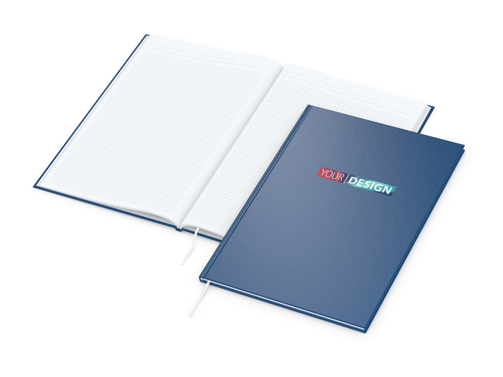 Notizbuch Memo-Book, A4, Winkelkaro, dunkelblau