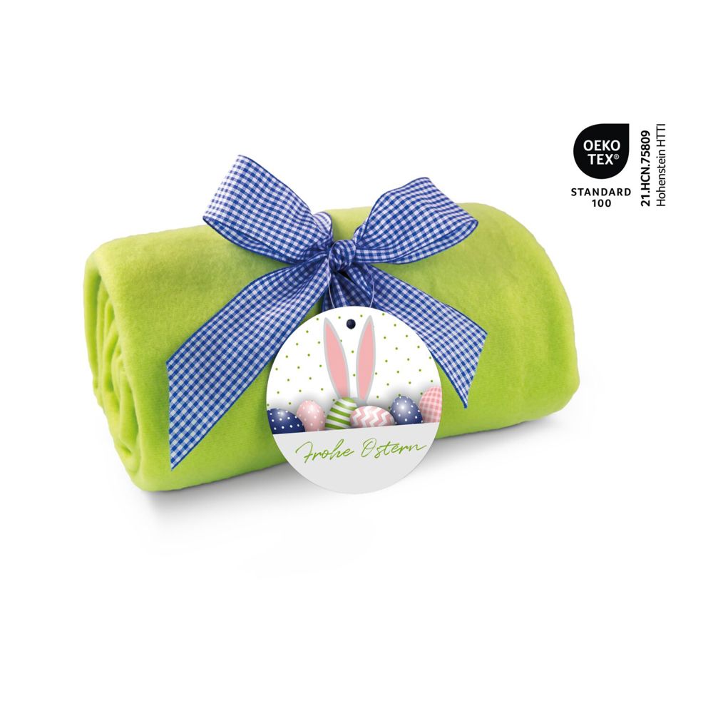 Fleecedecke Frohe Ostern - apfelgrün - 120 x 150 cm, 180 g/m²