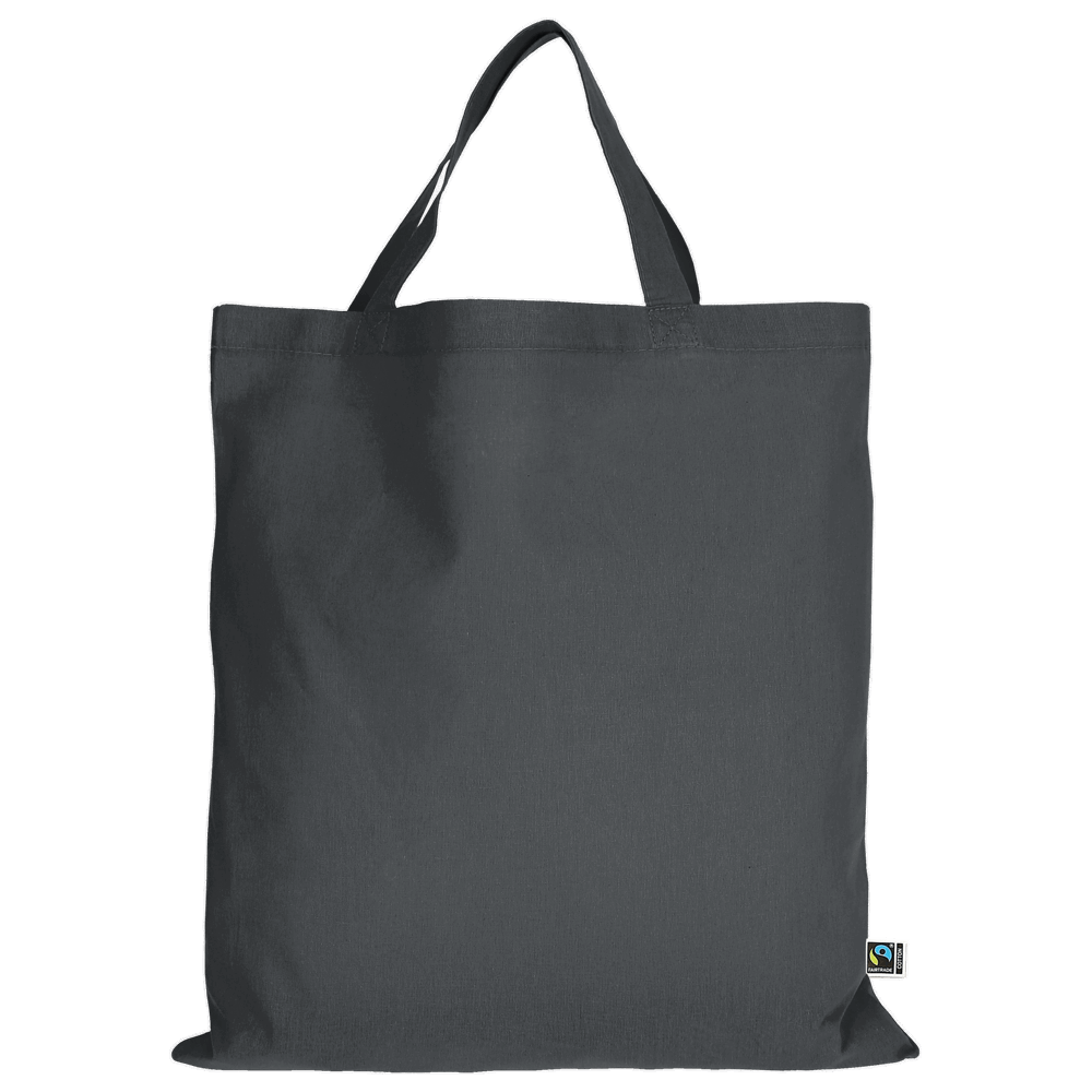 Tasche aus Fairtrade-zertifizierter Baumwolle mit zwei kurzen Henkeln, ca. 140 g/m² - anthrazit