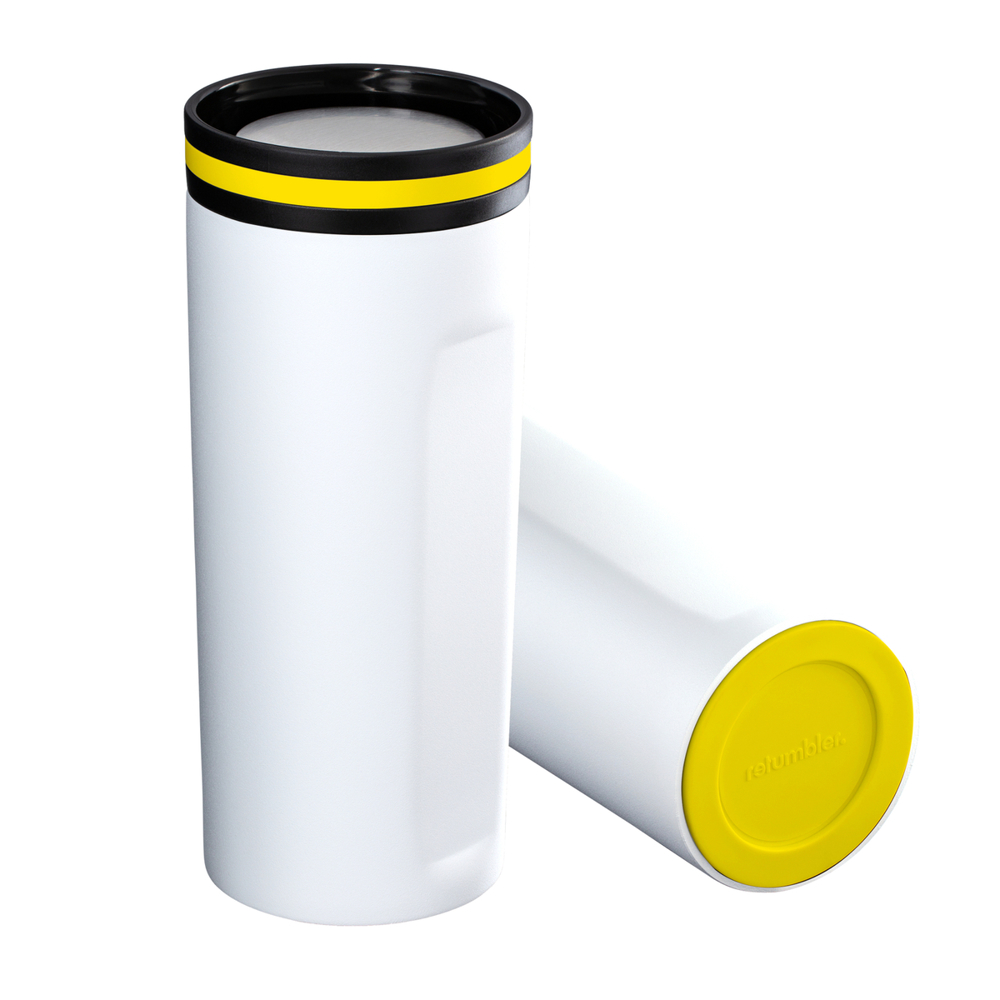 Thermobecher RETUMBLER-mySTEELONE - gelb, silber, weiß