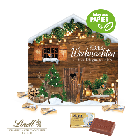 Adventskalender Weihnachtshaus "Exklusiv" mit Lindt Schokolade