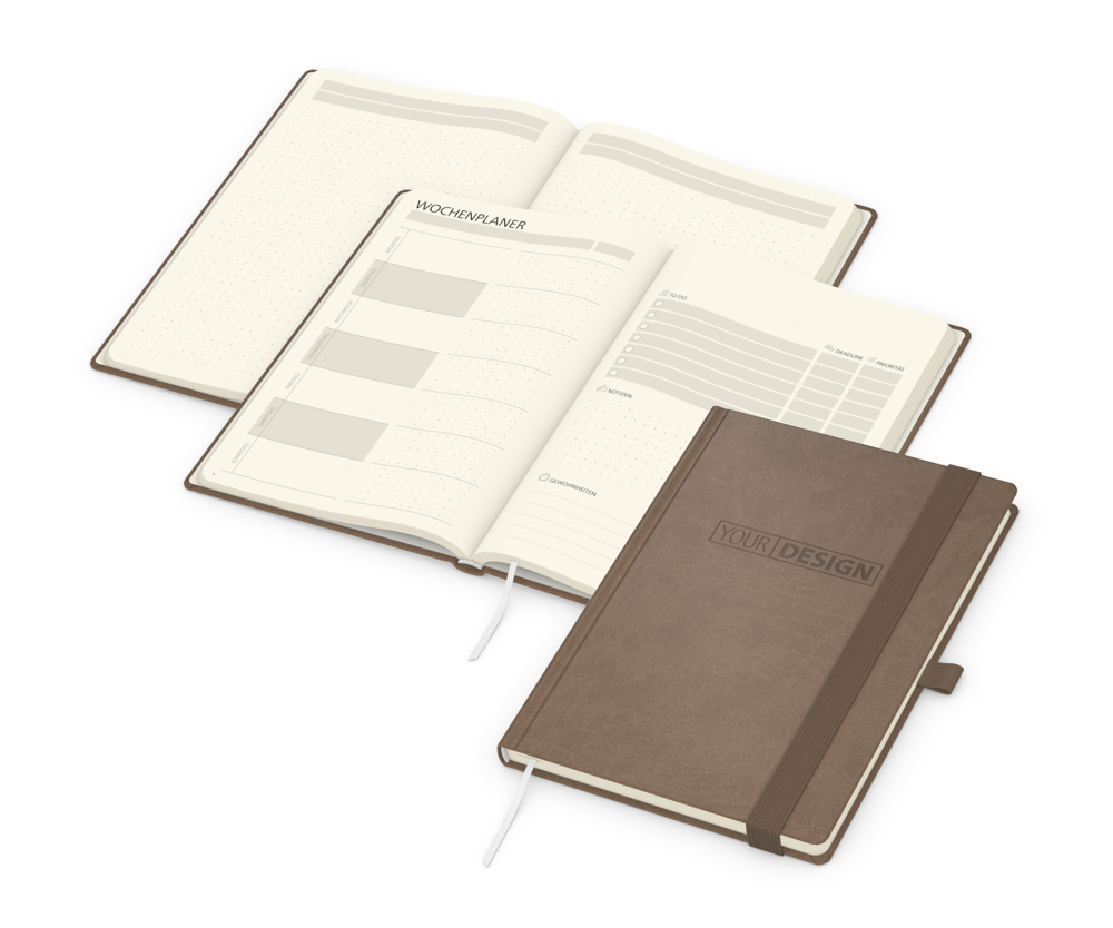 Notizbuch orgaLine Mainbook, Creme, mokkabraun