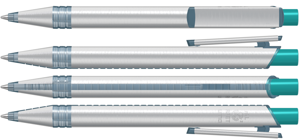 RECYCLED PET PEN ALUMA transparent, petrol