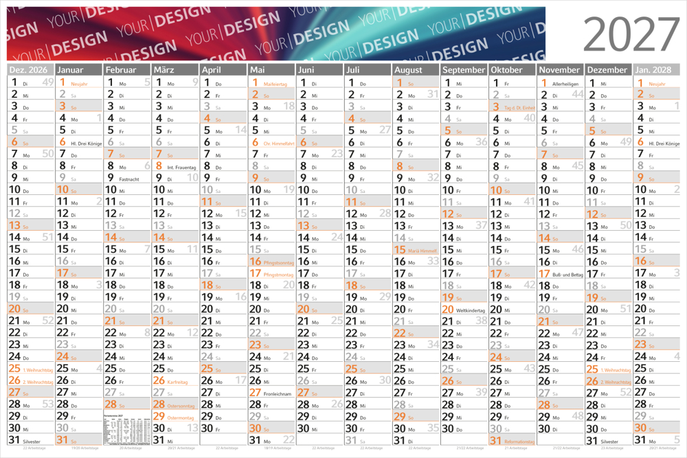 Wandplaner Horizont, 1.020 × 680 mm, individuell
