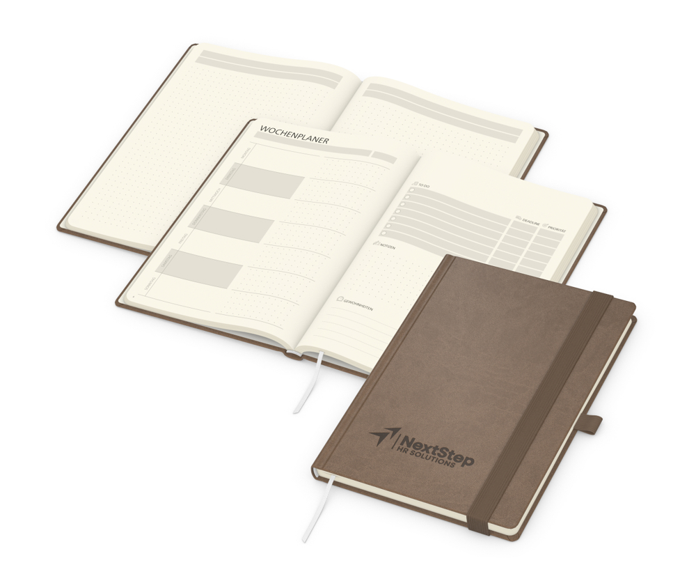 Notizbuch orgaLine Mainbook, Creme, mokkabraun