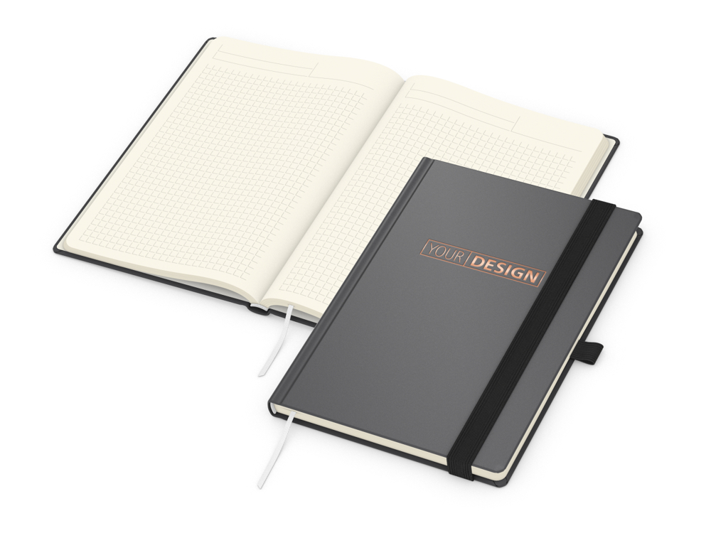 Notizbuch Vision-Book Creme Bestseller, A5, anthrazit inkl. Kupferprägung