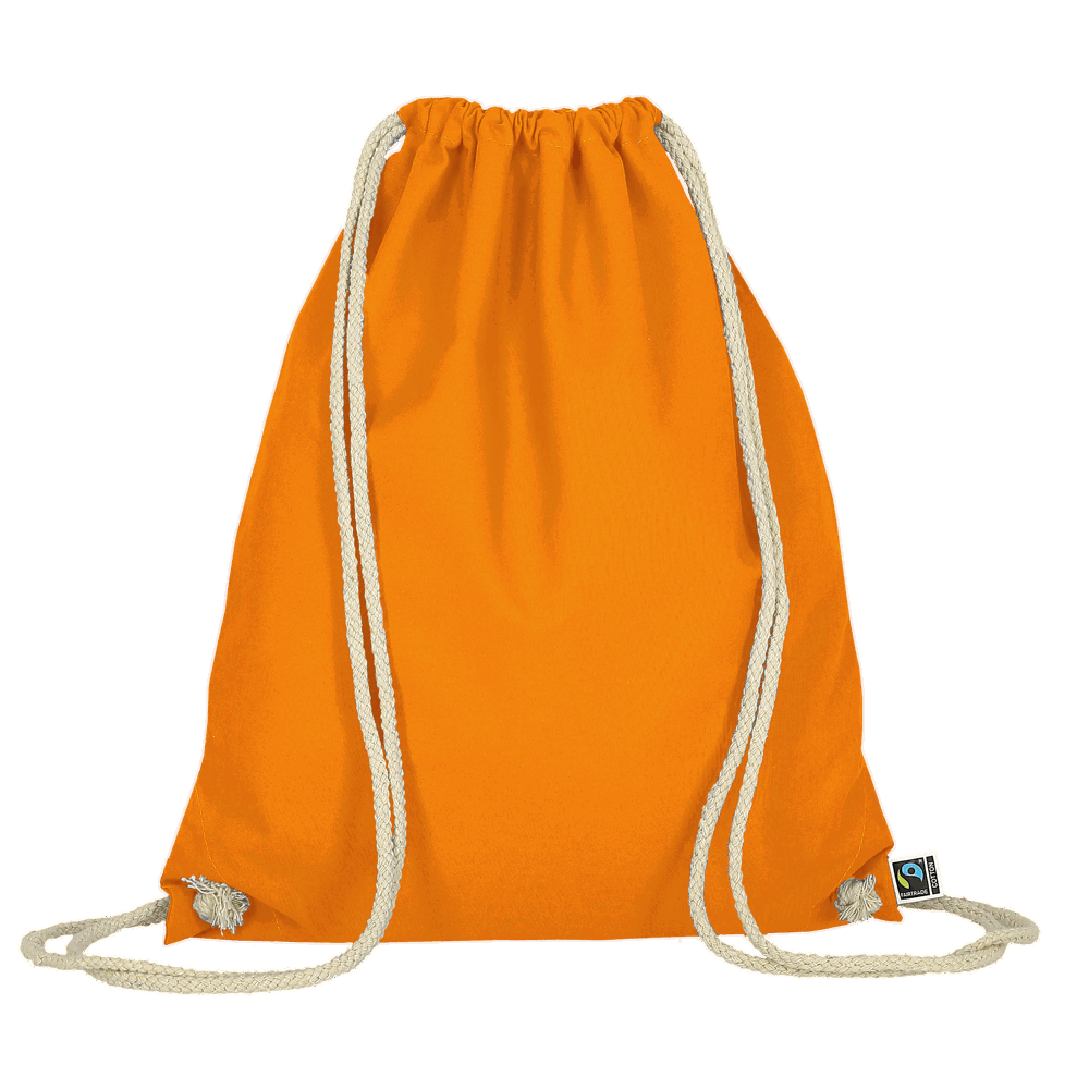 Turnbeutel aus Fairtrade-zertifizierter Baumwolle, ca. 140 g/m² - mandarin