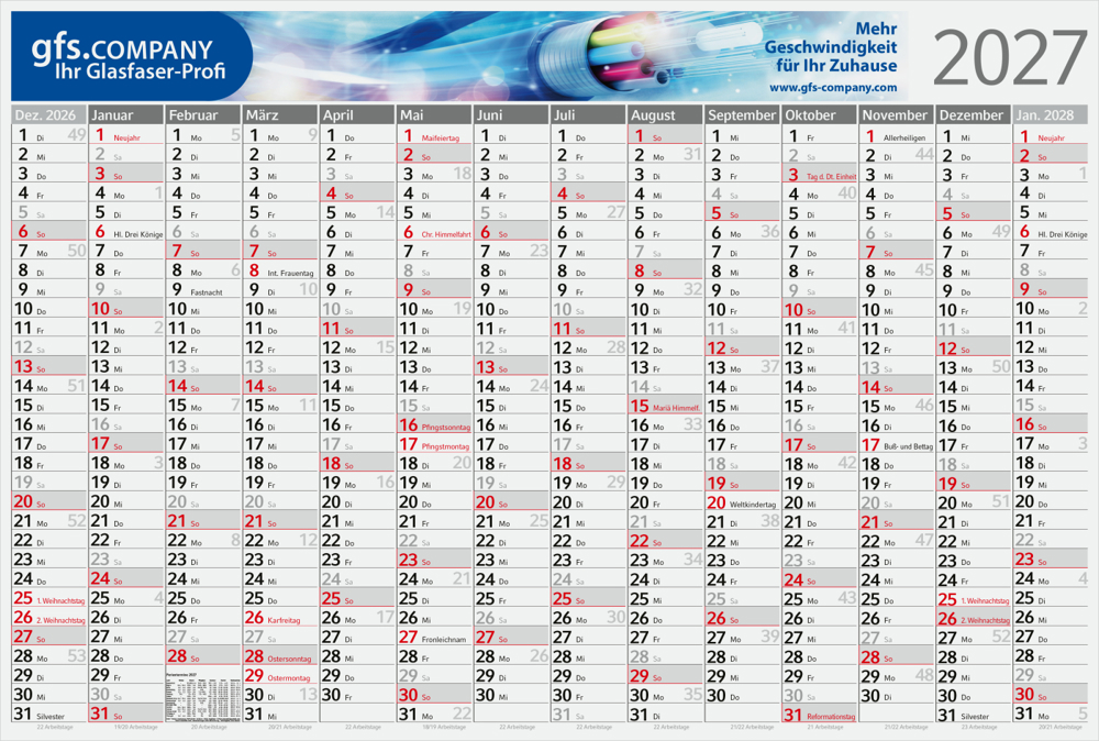 Wandplaner Pure Bambuspapier 980 × 660 mm Dez. Vorjahr – Jan. Folgejahr
