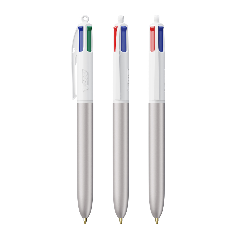 BIC® 4 Colours Glacé - Silber Glacé / Weiß