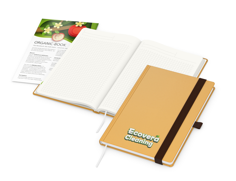 Notizbuch Organic-Book RECYCLING Apfelleder-Hardcover farbig A5 - orange