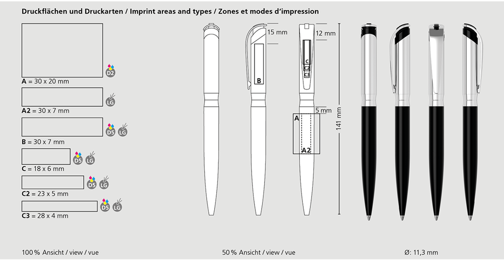 Klio-Eterna - I-roq metal Mc - Drehkugelschreiberdunkelblau glanz