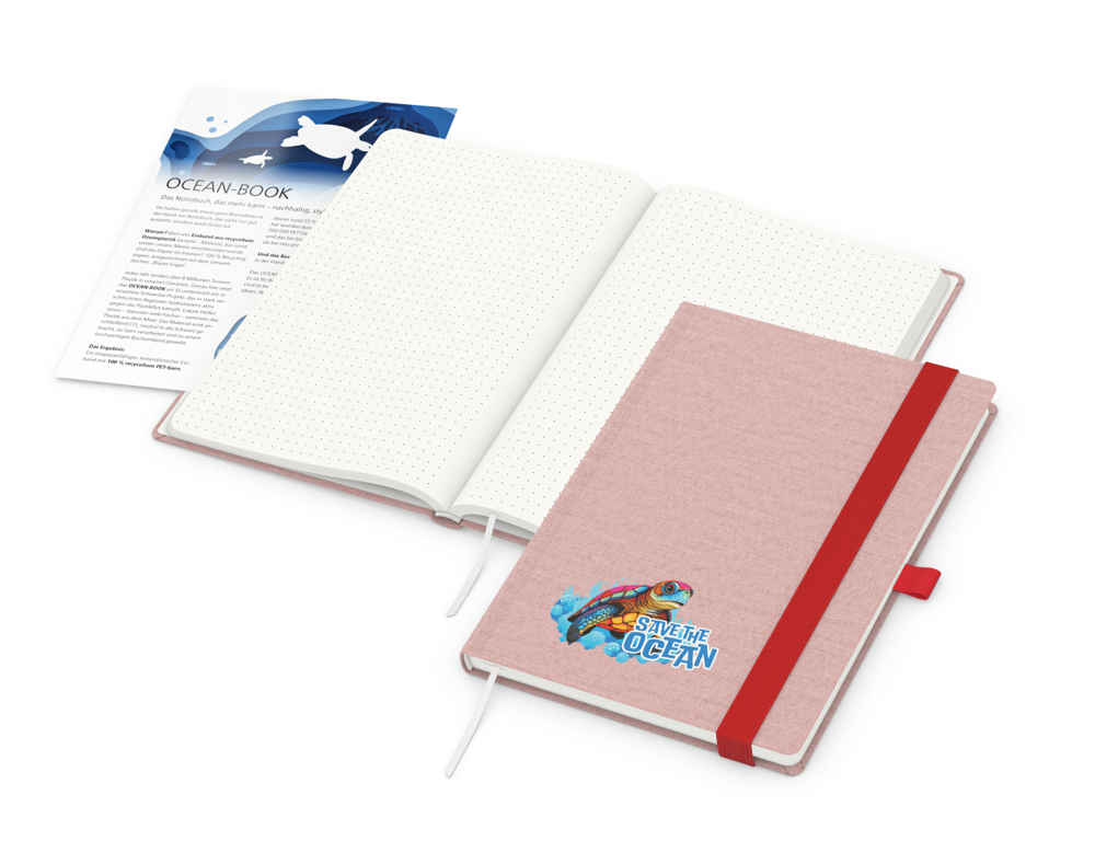 Notizbuch Ocean-Book RECYCLING rPET-Hardcover farbig A5 - rot
