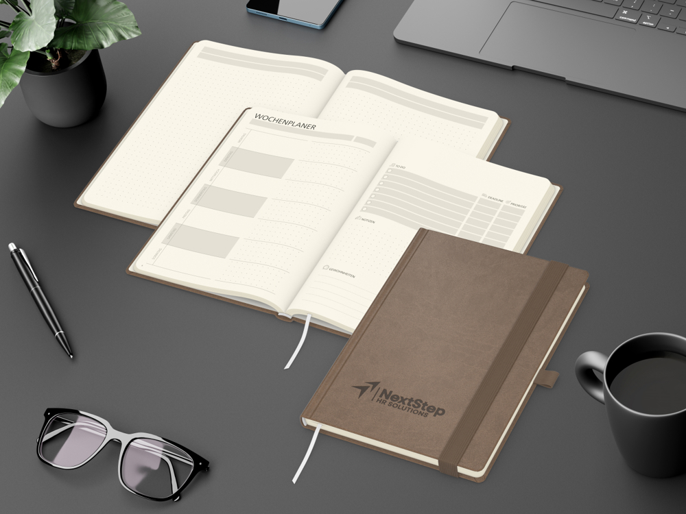 Notizbuch orgaLine Mainbook, Creme, mokkabraun