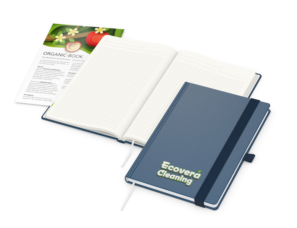 Notizbuch Organic-Book RECYCLING Apfelleder-Hardcover farbig A5 - dunkelblau