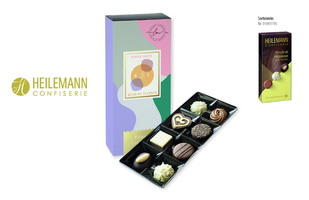 Heilemann Pralinés Auslese im Schuber 95 g  ,  Inhalt:  Heilmann Pralinés Auslese ohne Alkohol