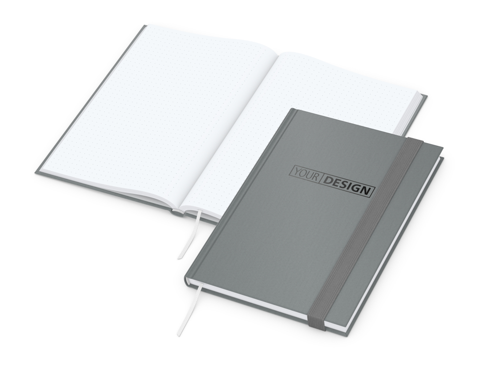 Notizbuch Visco-Book, White, Punktraster, hellgrau, Prägung schwarz-glänzend