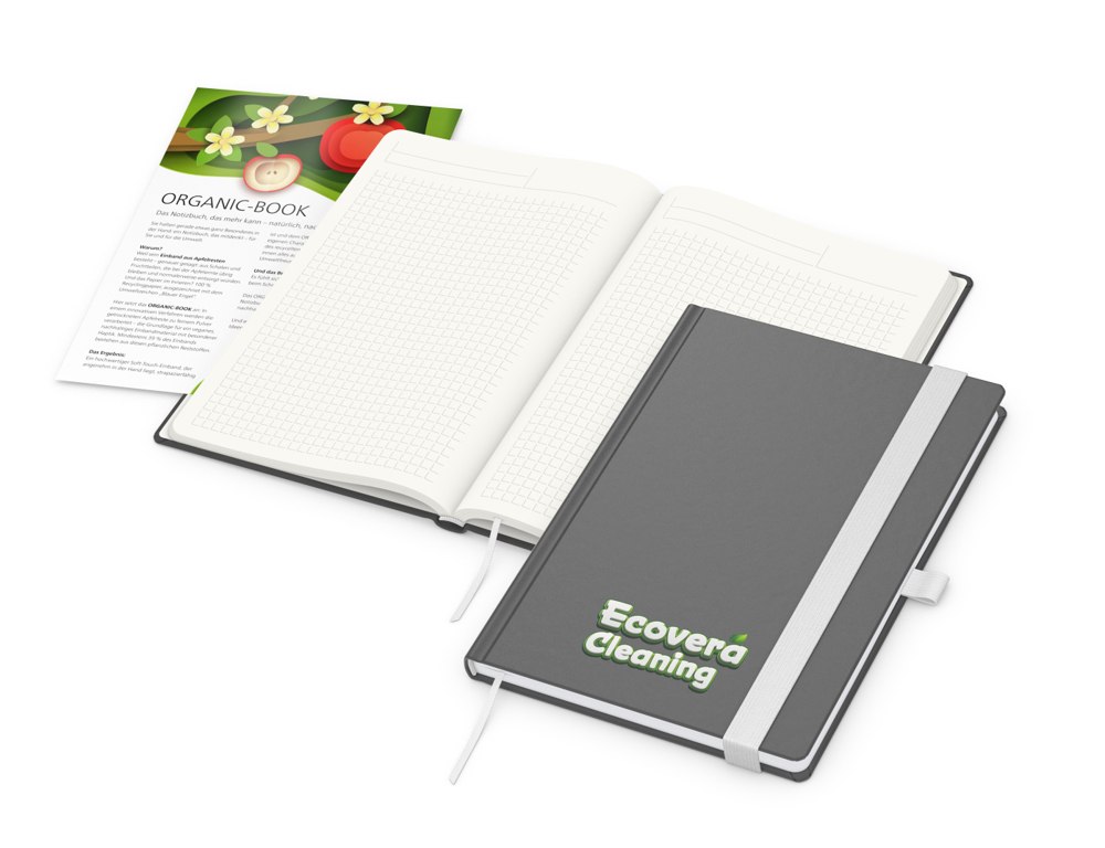 Notizbuch Organic-Book RECYCLING Apfelleder-Hardcover farbig A5 - Anthrazitfarben